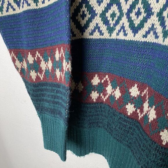 VTG Johnathan Stewart Sweater Men XL Green Blue Fair Isle Grandpa Grunge 90's - Picture 5 of 7